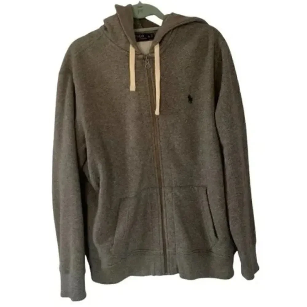 Polo Ralph Lauren Men’s Full Zip Grey Hooded Classic Fit Sweatshirt size XL